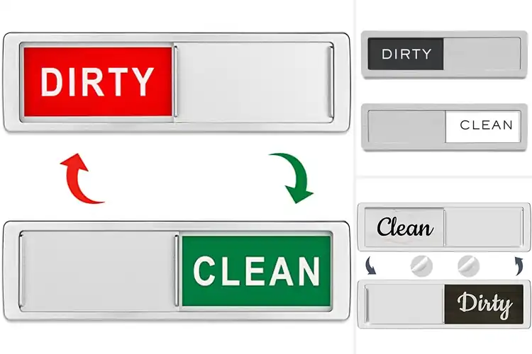 Detailed view of Best Clean Dirty Magnetic Dishwasher Signs