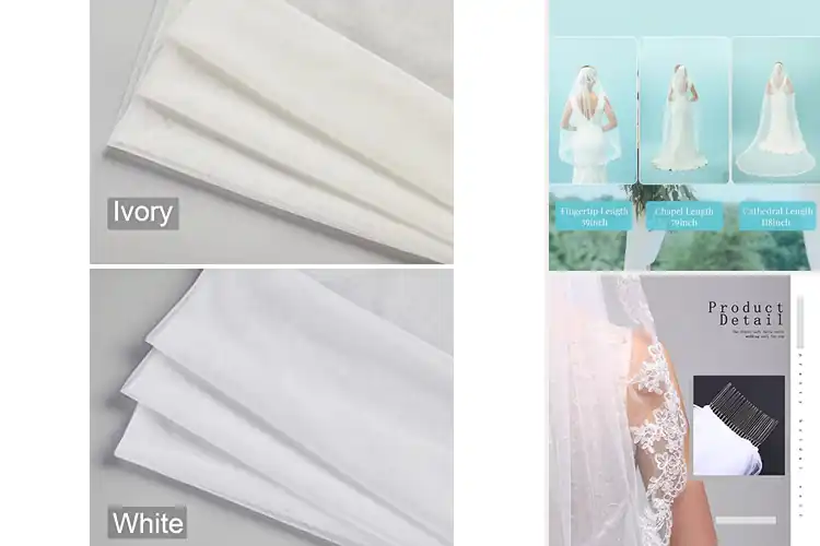 Detailed view of Best Fingertip Length Lace Veil