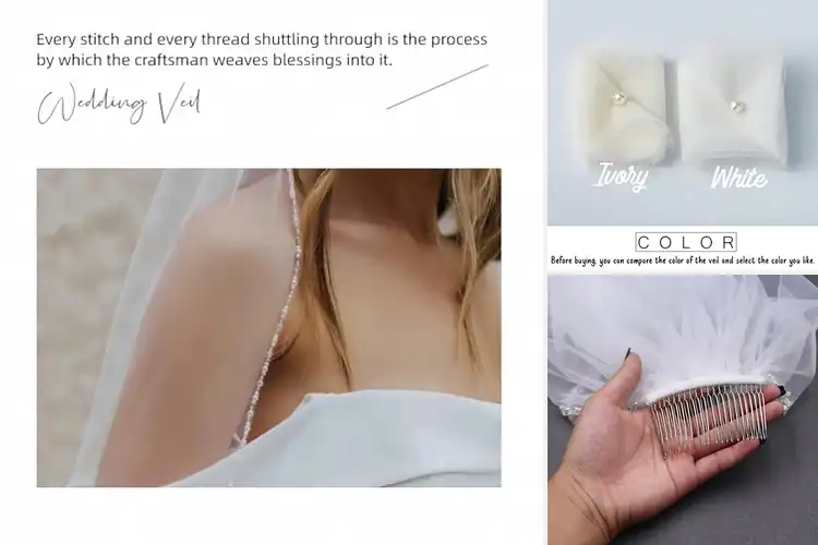 Detailed view of Best Fingertip Length Veil