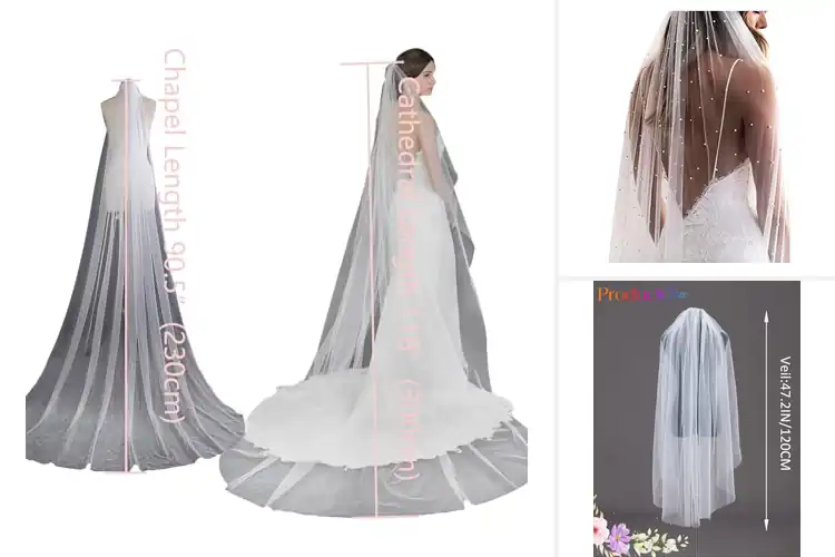 Detailed view of Best Fingertip Length Veil With Freedom Of Movement