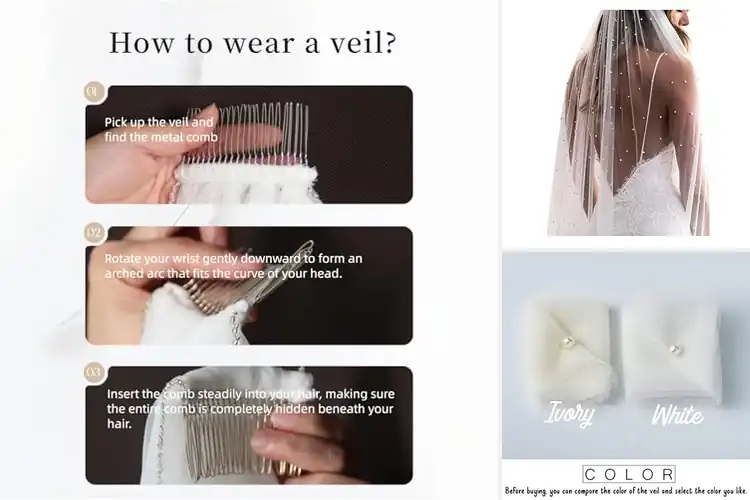 Detailed view of Best Fingertip Length Veils