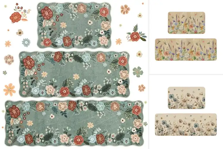 Detailed view of Best Floral Pattern Kitchen Rugs For Home Decor