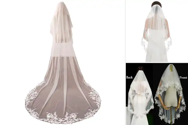 Detailed view of Best Lace Appliqué Two Tier Veil