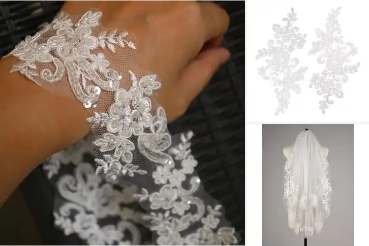 Detailed view of Best Lace Appliques Veil