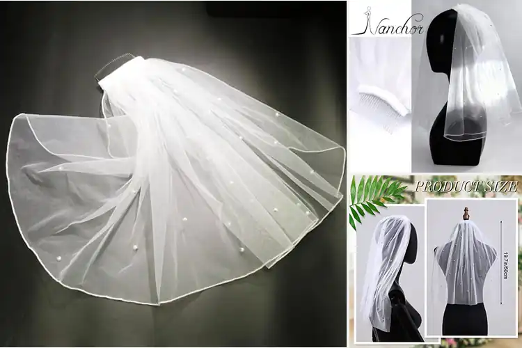 Detailed view of Best Short Bridal Veil With Comb