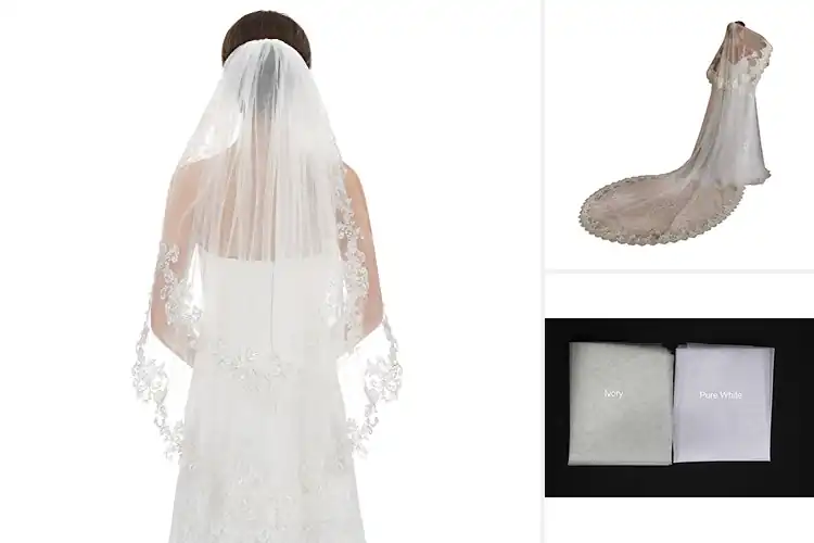 Detailed view of Best Two Tier Lace Bridal Veil