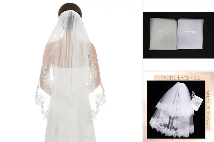 Detailed view of Best Two Tier Lace Veil 70Cm 90Cm