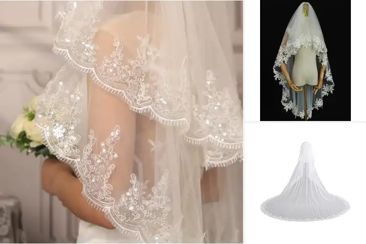 Detailed view of Best Two Tier Lace Wedding Veil