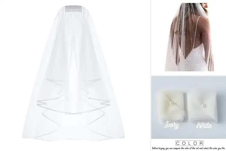 Detailed view of Best Wedding Veil With Free Comb