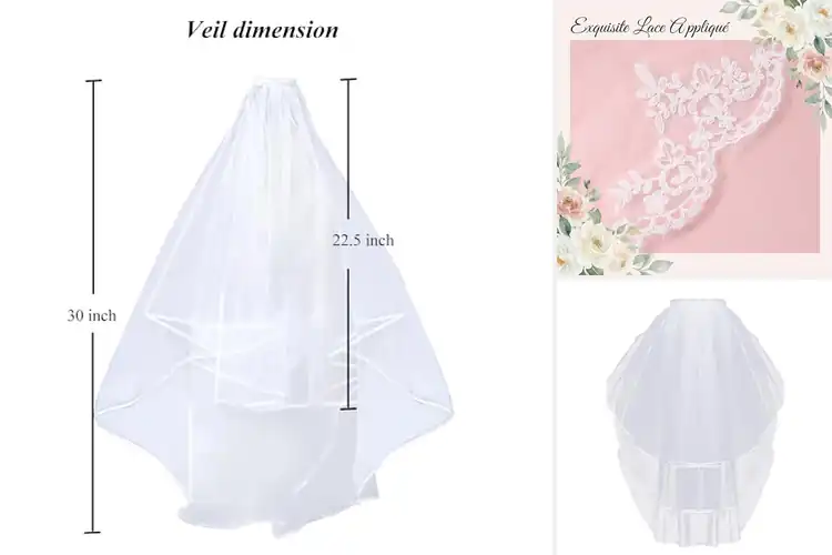 Detailed view of Best White Bridal Veil With Comb