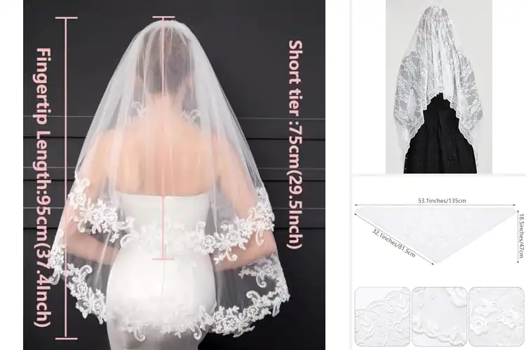Detailed view of Best White Lace Veil: Timeless Elegance, Lightweight Comfort