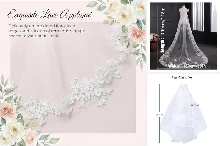 Detailed view of Best White Wedding Veil With Comb